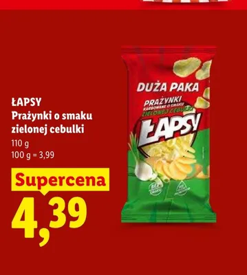 Prażynki o smaku zielonej cebulki Łapsy promocja w Lidl