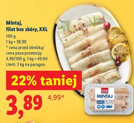 Filet mintaj bez skóry, XXL Lidl promocja w Lidl