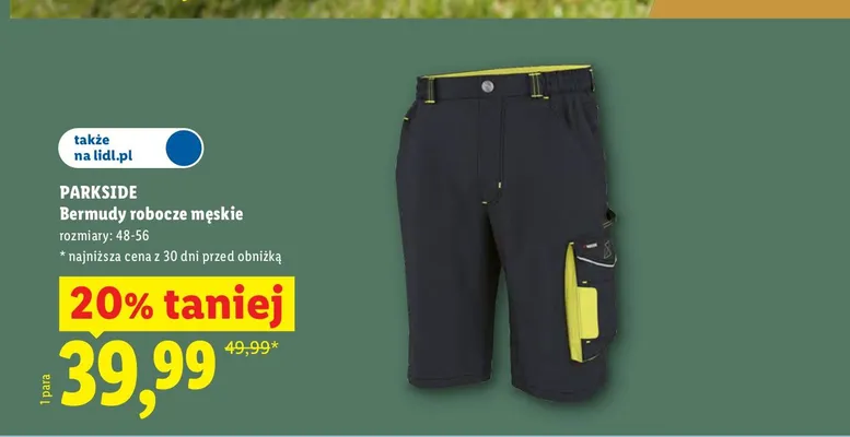 Bermudy robocze męskie Parkside promocja w Lidl
