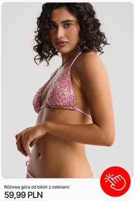 Różowa góra od bikini z cekinami Cropp promocja w Cropp