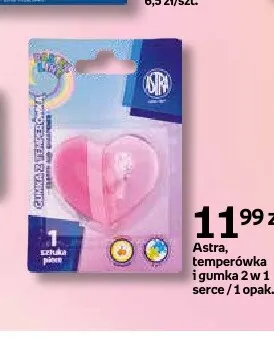 Temperówka i gumka 2w1 Astra Serce promocja w Empik