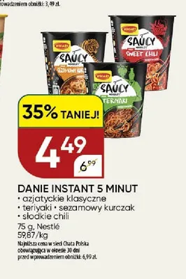 Danie instant 5 minut Winiary Saucy słodkie chili promocja w Chata Polska