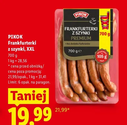 Frankfurterki z szynki Pikok XXL promocja w Lidl
