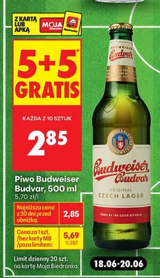 Piwo Budweiser Budvar promocja w Biedronka