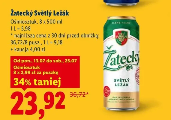 Piwo Žatecký Světlý Ležák 8-pak promocja w Lidl