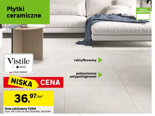Gres szkliwiony Vistile Form 59,7x59,7 cm promocja w Leroy Merlin