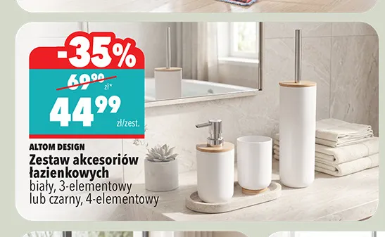 Zestaw akcesoriów łazienkowych biały 3-elementowy Altom Design promocja w Biedronka