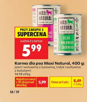 Karma mokra dla psa - jeleń i wołowina z żurawiną 400 g promocja w Biedronka