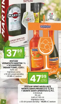 Zestaw wino musujące Monte Santi Prosecco 0,75L + Monte Santi Aperitivo 0,75L 3 rodzaje promocja w Twój Market