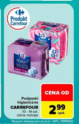 Podpaski higieniczne Carrefour Soft Night+ promocja w Carrefour