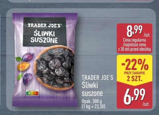 Śliwki suszone Trader Joe's promocja w Aldi