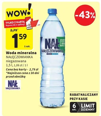 Woda mineralna niegazowana promocja w Intermarche