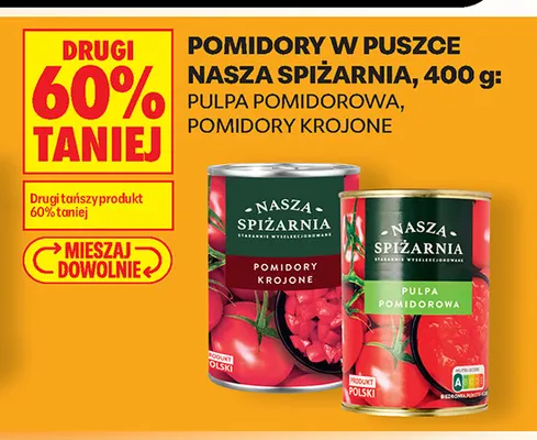 Pomidory krojone w puszce Nasza Spiżarnia promocja w Biedronka
