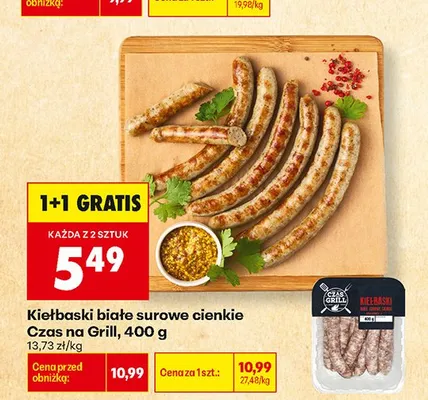 Kiełbaski białe surowe cienkie Czas na Grill promocja w Biedronka