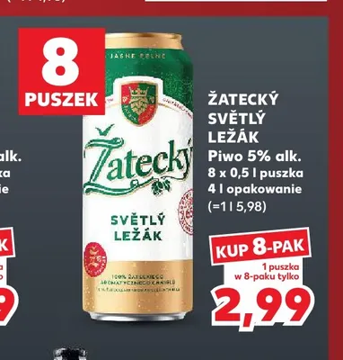 Piwo Žatecký Světlý Ležák 8-pak 500 ml promocja w Kaufland