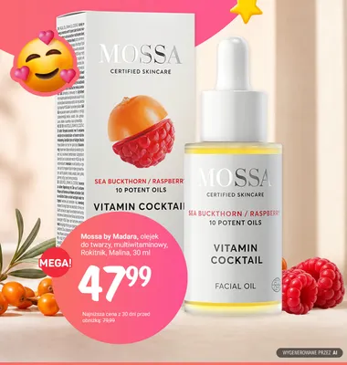 Olejek do twarzy multiwitaminowy rokitnik malina Mossa by Madara promocja w Rossmann