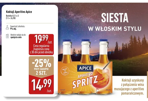 Koktajl Aperitivo Apice 3-pak promocja w Aldi