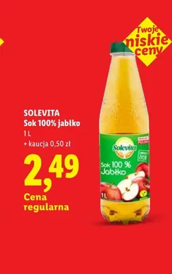 Sok jabłko Solevita 100% promocja w Lidl