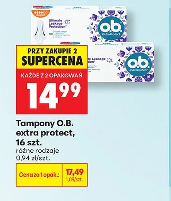 Tampony O.B. extra protect promocja w Biedronka