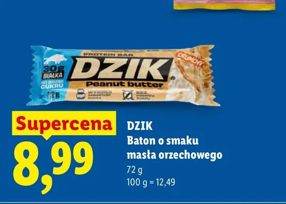 Baton o smaku masła orzechowego Dzik promocja w Lidl