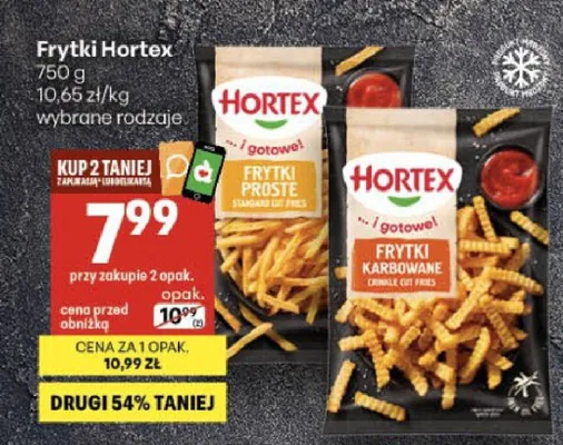 Frytki proste Hortex promocja w Delikatesy Centrum