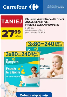 Chusteczki nawilżane dla dzieci Fresh & Clean Pampers promocja w Carrefour