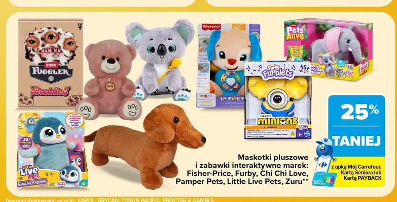 Maskotki pluszowe i zabawki interaktywne promocja w Carrefour
