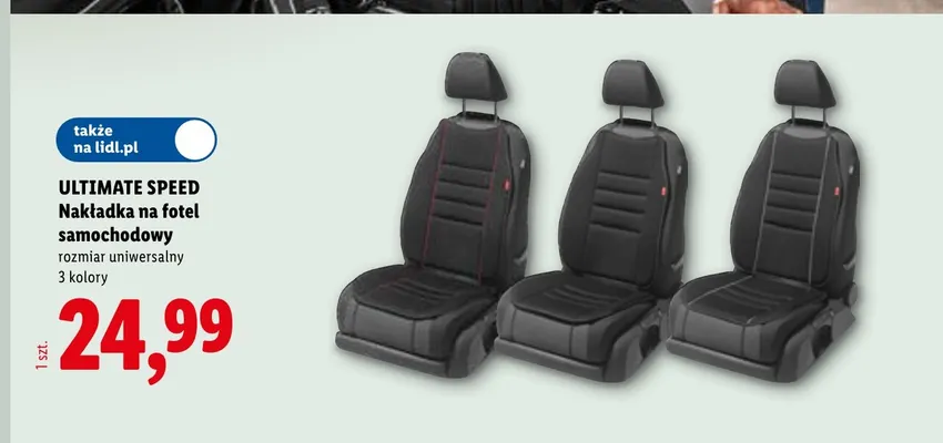Nakładka na fotel samochodowy Ultimate Speed czerwona promocja w Lidl