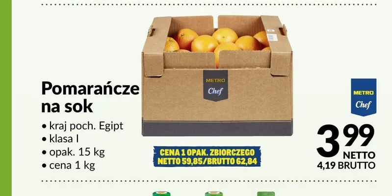 Pomarańcze na sok Metro Chef promocja w Makro