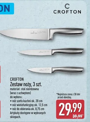 Zestaw noży Crofton 3szt. ze stali nierdzewnej promocja w Aldi