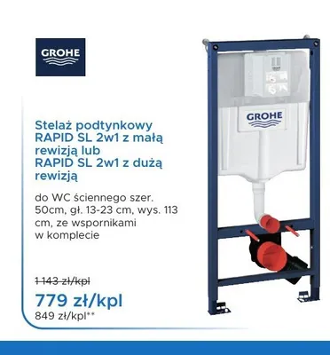 Stelaż podtynkowy GROHE RAPID SL 2w1 z dużą rewizją promocja w Blu Salony Łazienek