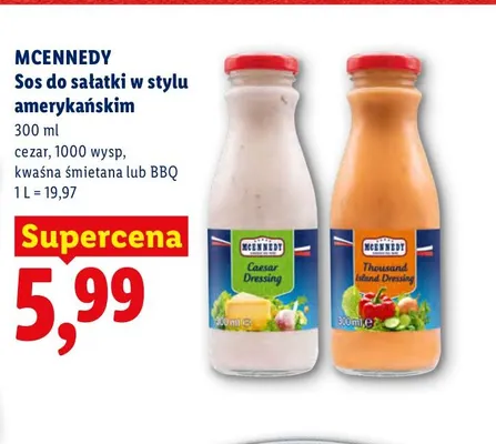 Sos do sałatki w stylu amerykańskim 1000 wysp Mcennedy promocja w Lidl
