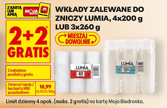 Wkłady zalewane do zniczy Lumia 3-pak promocja w Biedronka