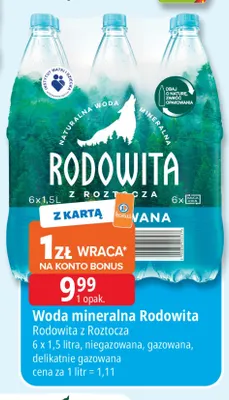 Woda mineralna niegazowana Rodowita z Roztocza 6-pak promocja w Leclerc