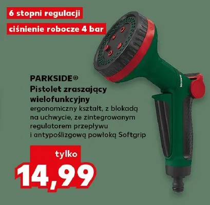Pistolet zraszający wielofunkcyjny PARKSIDE 6 stopni regulacji ciśnienie robocze 4 bar promocja w Kaufland