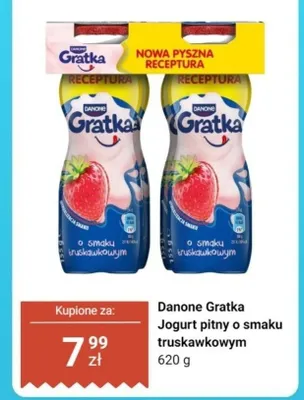 Jogurt pitny o smaku truskawkowym promocja w Dino