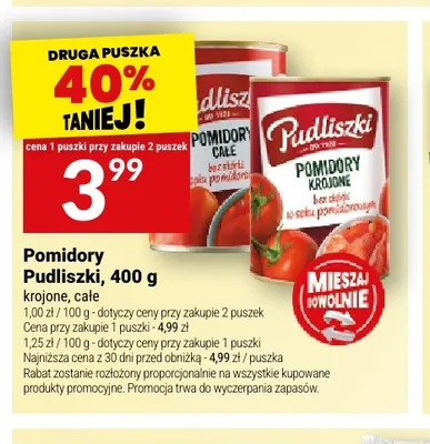 Pomidory całe Pudliszki promocja w Twój Market