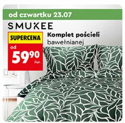 Komplet pościeli bawełnianej Smukee promocja w Biedronka