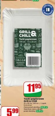 Tacki papierowe Grill & Chill 13x20cm promocja w Dino