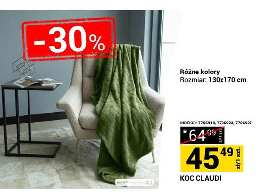 Koc Claudi 130x170 cm promocja w Merkury Market
