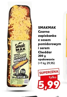 Czarna zapiekanka z sosem pomidorowym i serem Cheddar Smakmak promocja w Kaufland