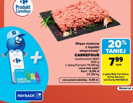 Mięso mielone z łopatki wieprzowej Carrefour promocja w Carrefour Market
