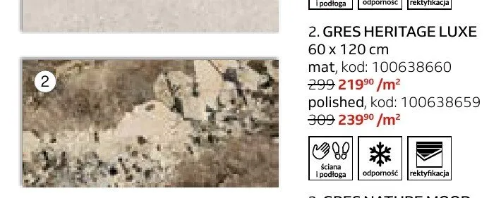 Gres Heritage Luxe mat 60x120 cm promocja w Komfort