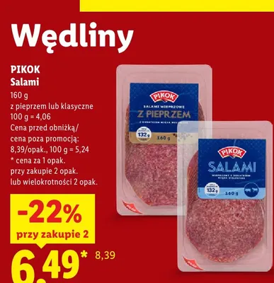 Salami klasyczne Pikok promocja w Lidl