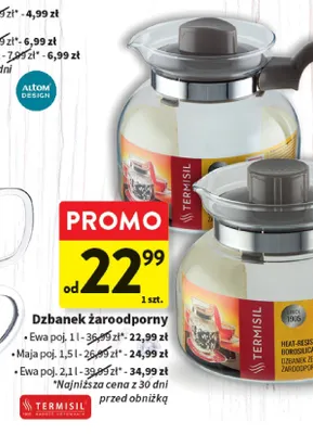Dzbanek żaroodporny Termisil Ewa poj. 2,1 l promocja w Intermarche