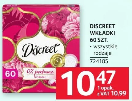 Wkładki higieniczne Discreet 60 szt. promocja w Selgros