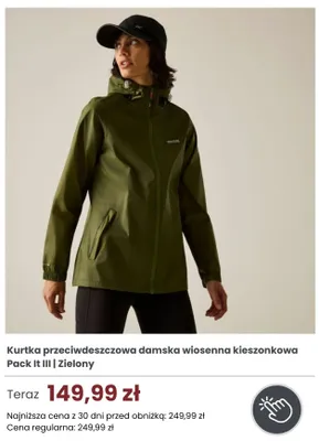 Kurtka przeciwdeszczowa damska wiosenna kieszonkowa Regatta Pack It III promocja w Regatta