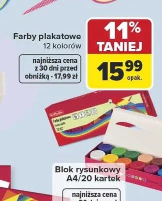 Farby plakatowe 12 kolorów Herlitz promocja w Carrefour