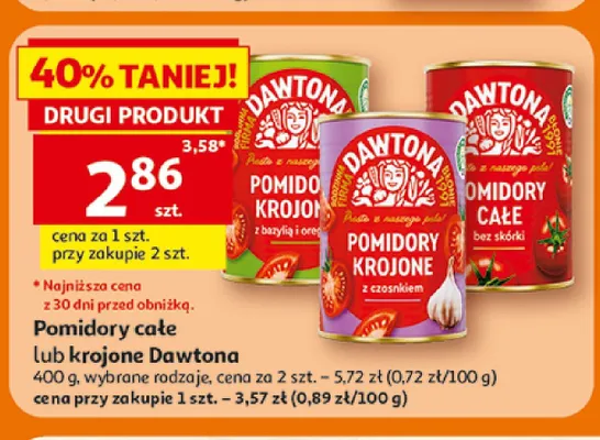 Pomidory całe bez skórki Dawtona promocja w Auchan