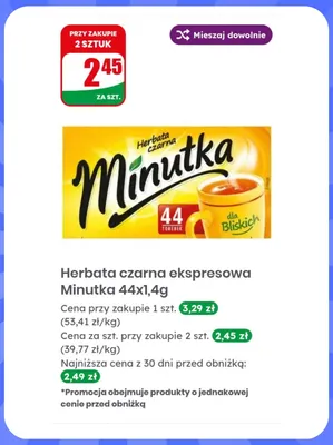 Herbata czarna ekspresowa Minutka promocja w Dino